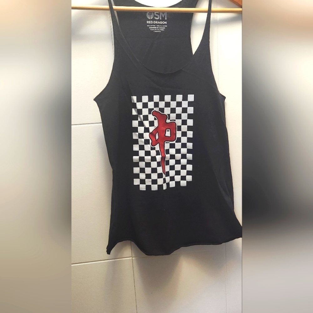 Black Checkered Women's Tank Top